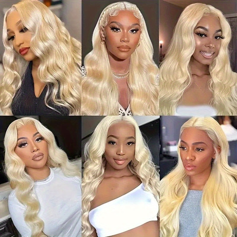 38 Inch 613 13x6 Lace Front Wig Human Hair Body Wave Blonde 613 HD Lace Front Pre Plucked Wig