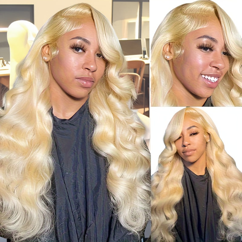 38 Inch 613 13x6 Lace Front Wig Human Hair Body Wave Blonde 613 HD Lace Front Pre Plucked Wig