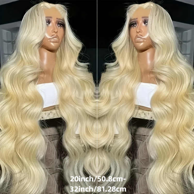38 Inch 613 13x6 Lace Front Wig Human Hair Body Wave Blonde 613 HD Lace Front Pre Plucked Wig
