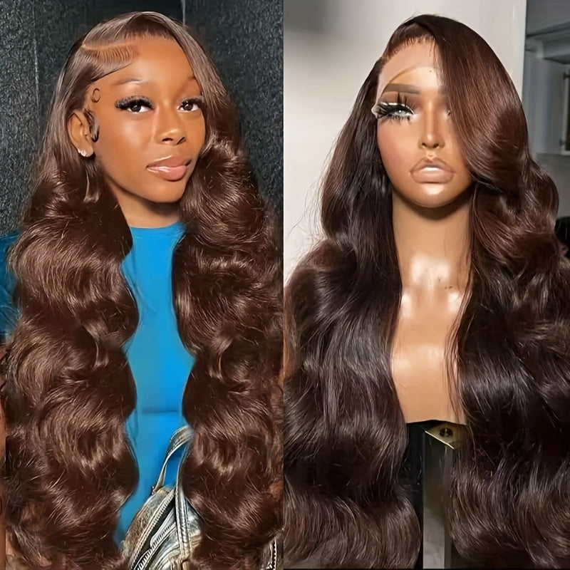 Chocolate Brown Lace Front Wig 13x6 Body Wave HD Lace Front Wigs Pre Plucked with Baby Hair Glueless Human Hair Wigs