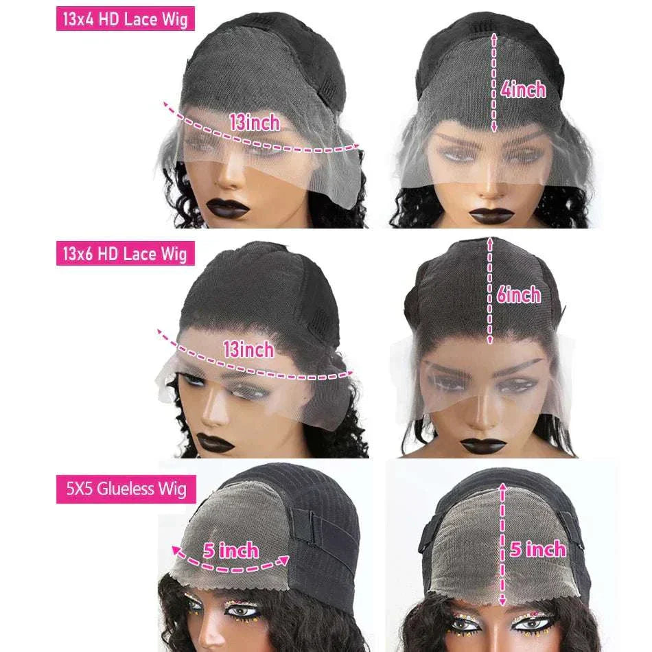 Preplucked 250 density body wave short bob human hair wig, 13x4 lace frontal closure, glueless, 5x5 cap, HD lace.