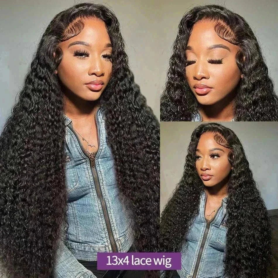 Authentic 250% Brazilian Loose Deep Wave HD Lace Front Wig, 30-32 Inch, transparent lace, deep wave texture.