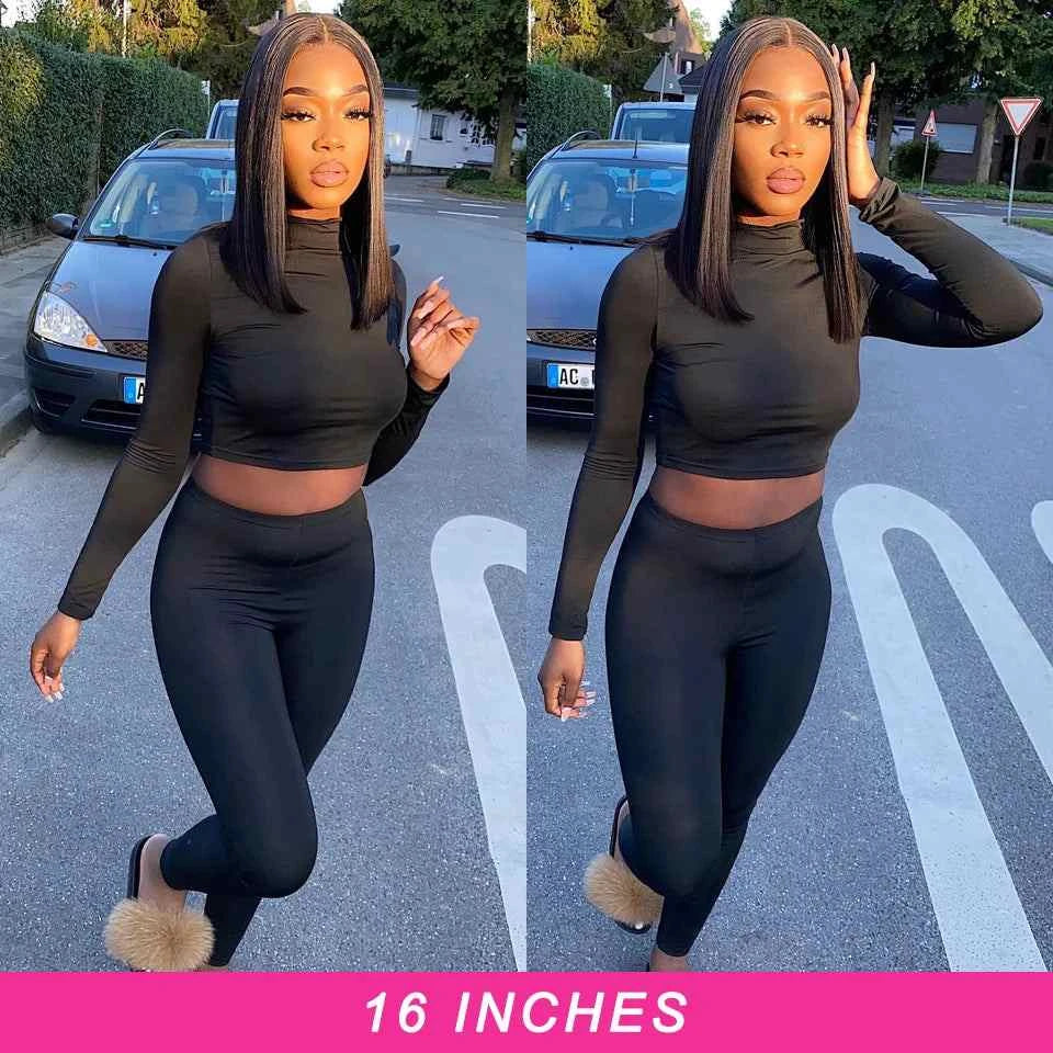 Bone Short Bob Wig Human Hair HD Lace Frontal Glueless, 16 Inches
