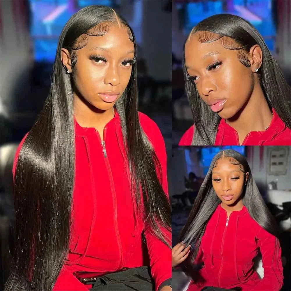 Indian wig human hair, 180 density, bone straight lace front, pre-plucked, 13x6 frontal, natural color.
