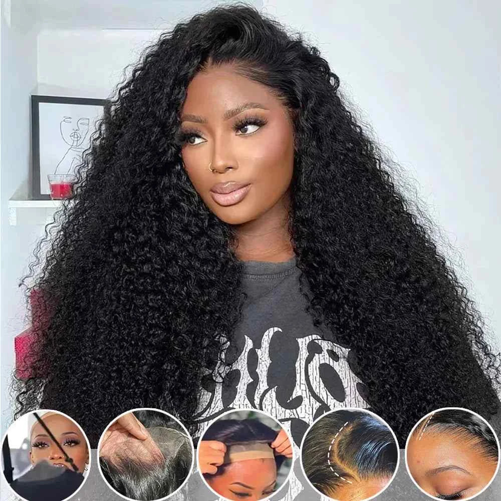 220 Density Water Wave Curly Wig with Brazilian Pre-plucked Bleach Knots, 3 Days Delivery