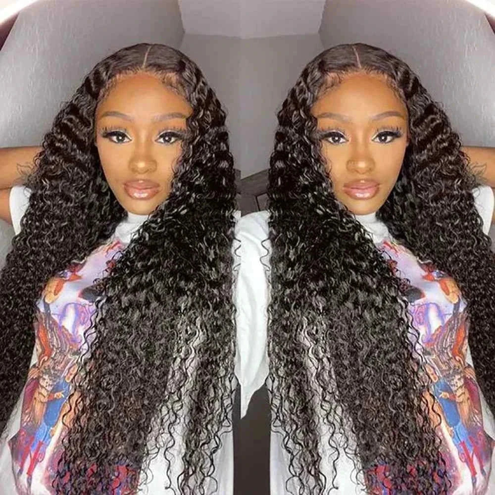 HD lace front human hair wig with jerry curly deep wave, transparent lace frontal, pre-plucked, 220 density.