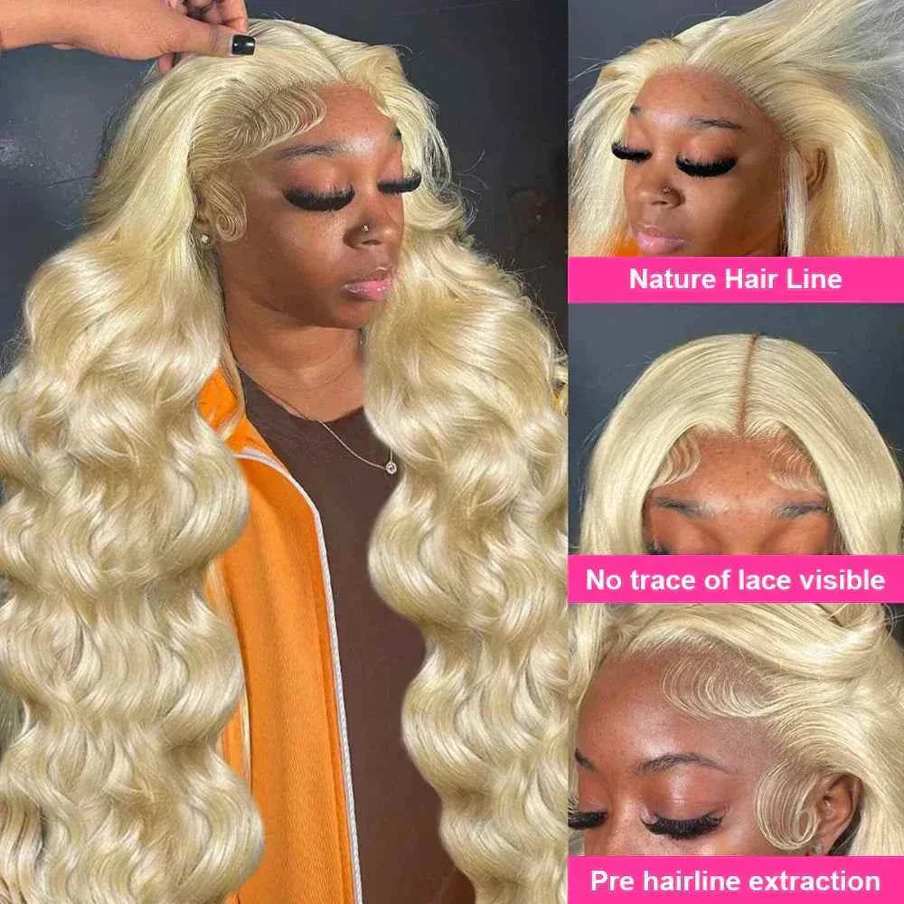 HD 250% blonde 13x6 lace frontal human hair wig, body wave, glueless, ready to wear.