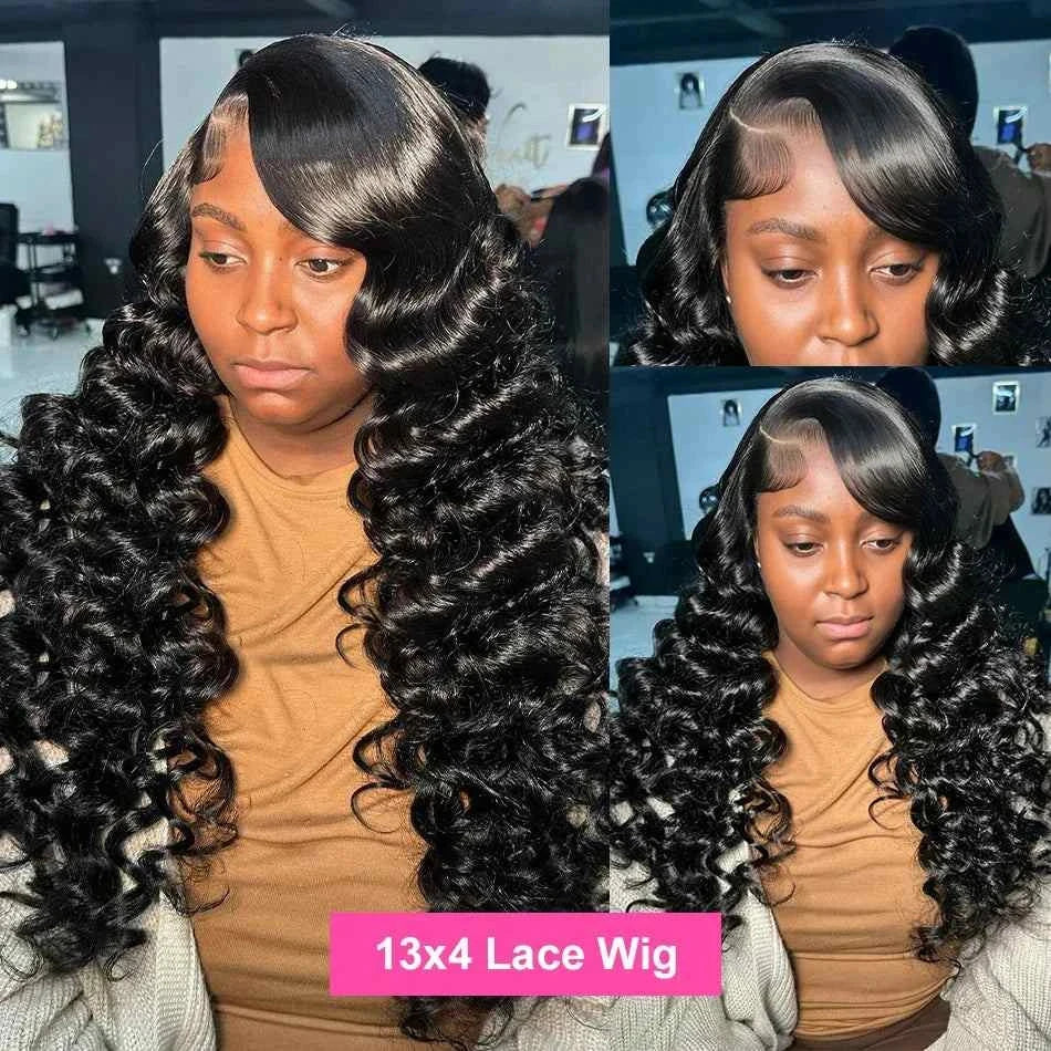 28 30 Inch Loose Wave 13x4 HD Lace Front Wig with Deep Wave Curls.
