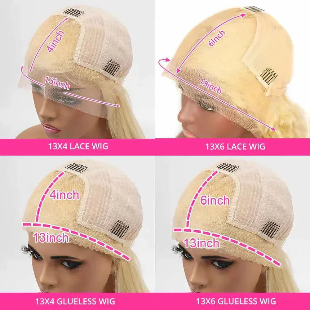 HD 250% Blonde 13x6 Lace Frontal Human Hair Wig Body Wave, Glueless, Ready to Wear, 13x4 Lace Frontal Wig, Transparent Swiss Lace.