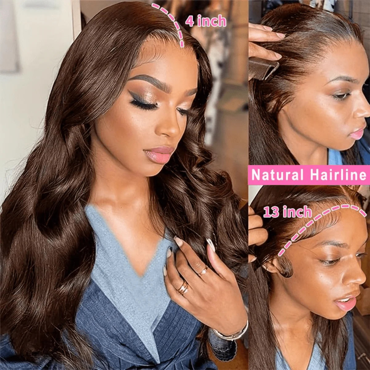 Chocolate Brown Lace Front Wig 13x6 Body Wave HD Lace Front Wigs Pre Plucked with Baby Hair Glueless Human Hair Wigs