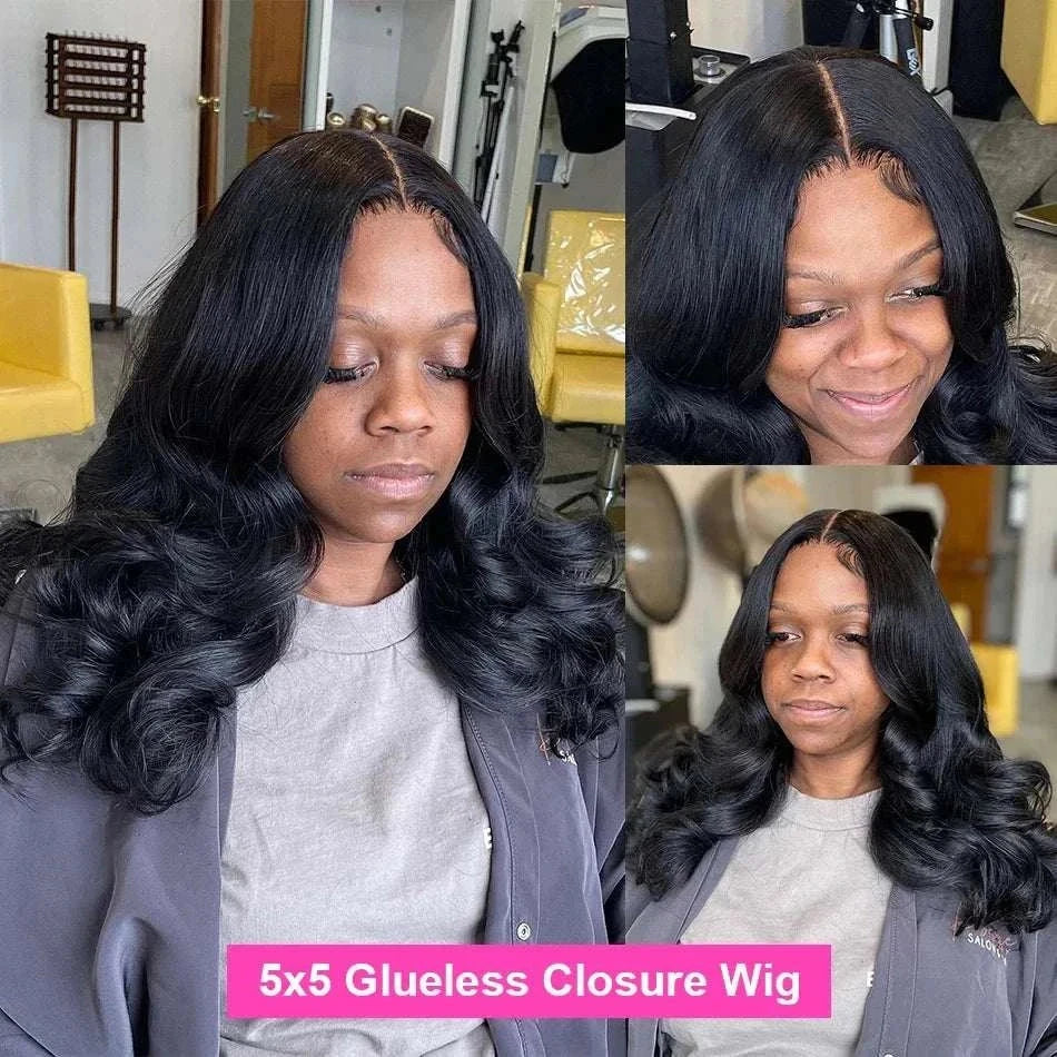Preplucked 250 density glueless body wave short bob human hair wig with 13x4 lace frontal closure.