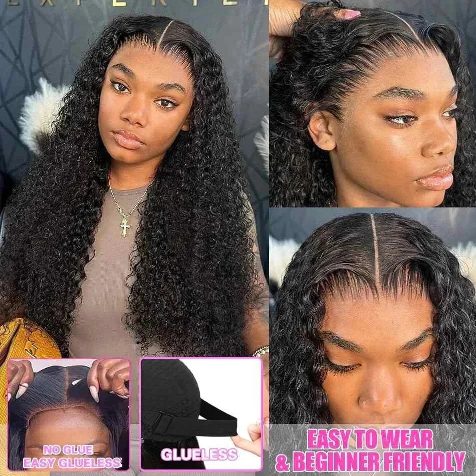 HD Lace Frontal Wig 13x4 13x6, Deep Curly Wave, Human Hair, 210 Density, Pre-bleached, Easy to Wear.