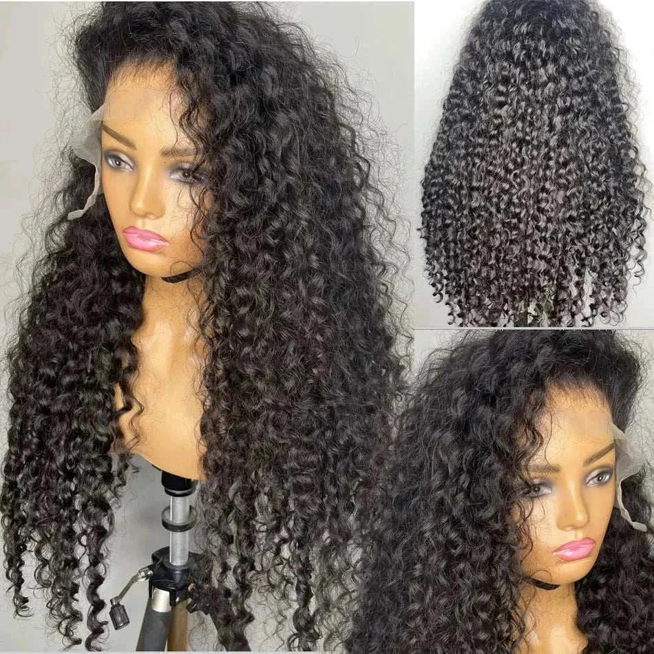 13x4 Deep Water Curly Lace Front Wig, Transparent HD Lace, Water Wave, 180-200 Density, Brazilian Remy Human Hair