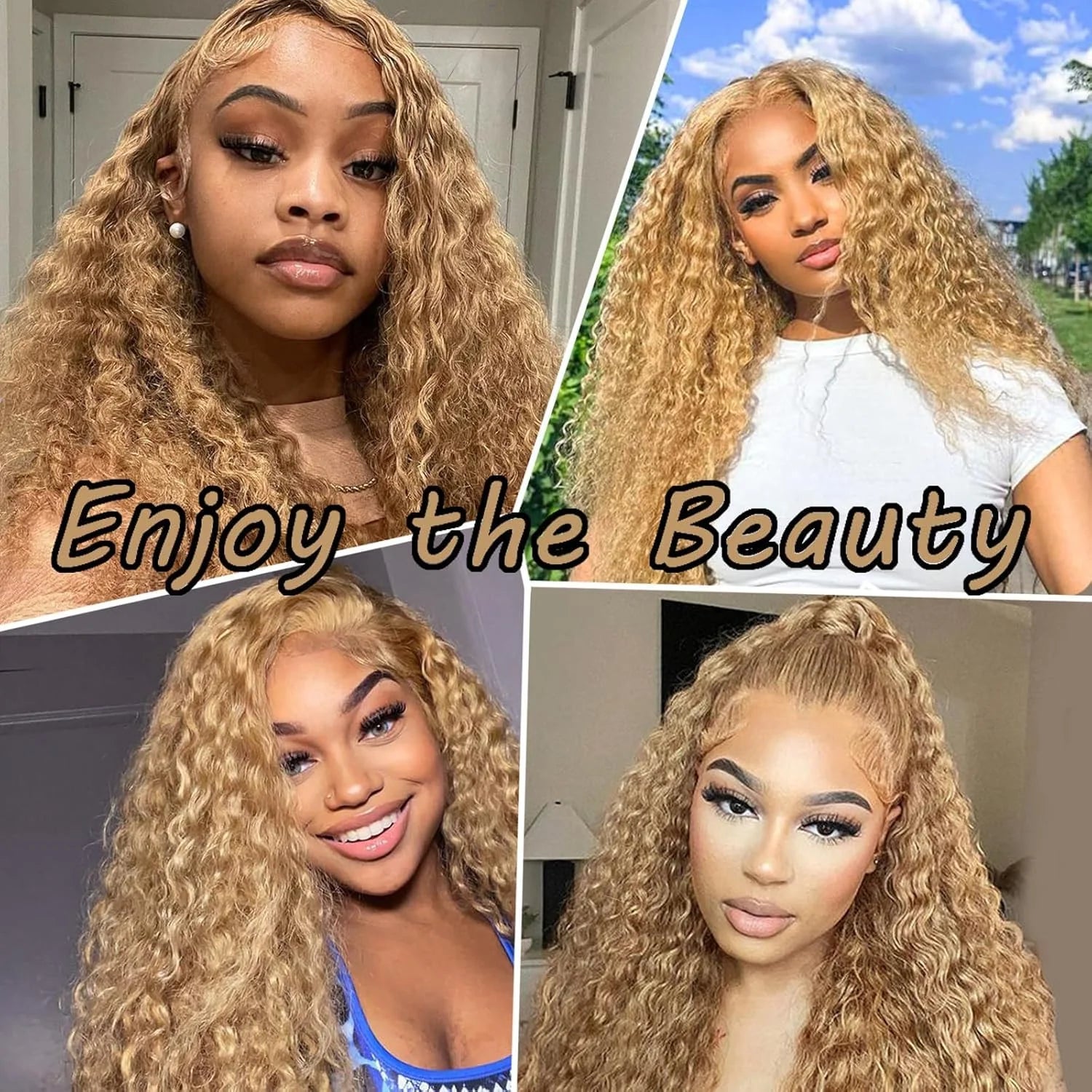 13x6 Deep Wave Lace Front Wigs Human Hair Honey Blonde HD Transparent Lace Frontal Wigs Human Hair #27 Curly Wigs Human Hair Wig
