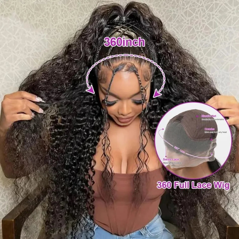 360 Full Lace Wig Human Hair Pre Plucked Deep Wave Frontal Wig Natural Hairline Hd Lace Wigs 30 40 Inch Curly Wigs