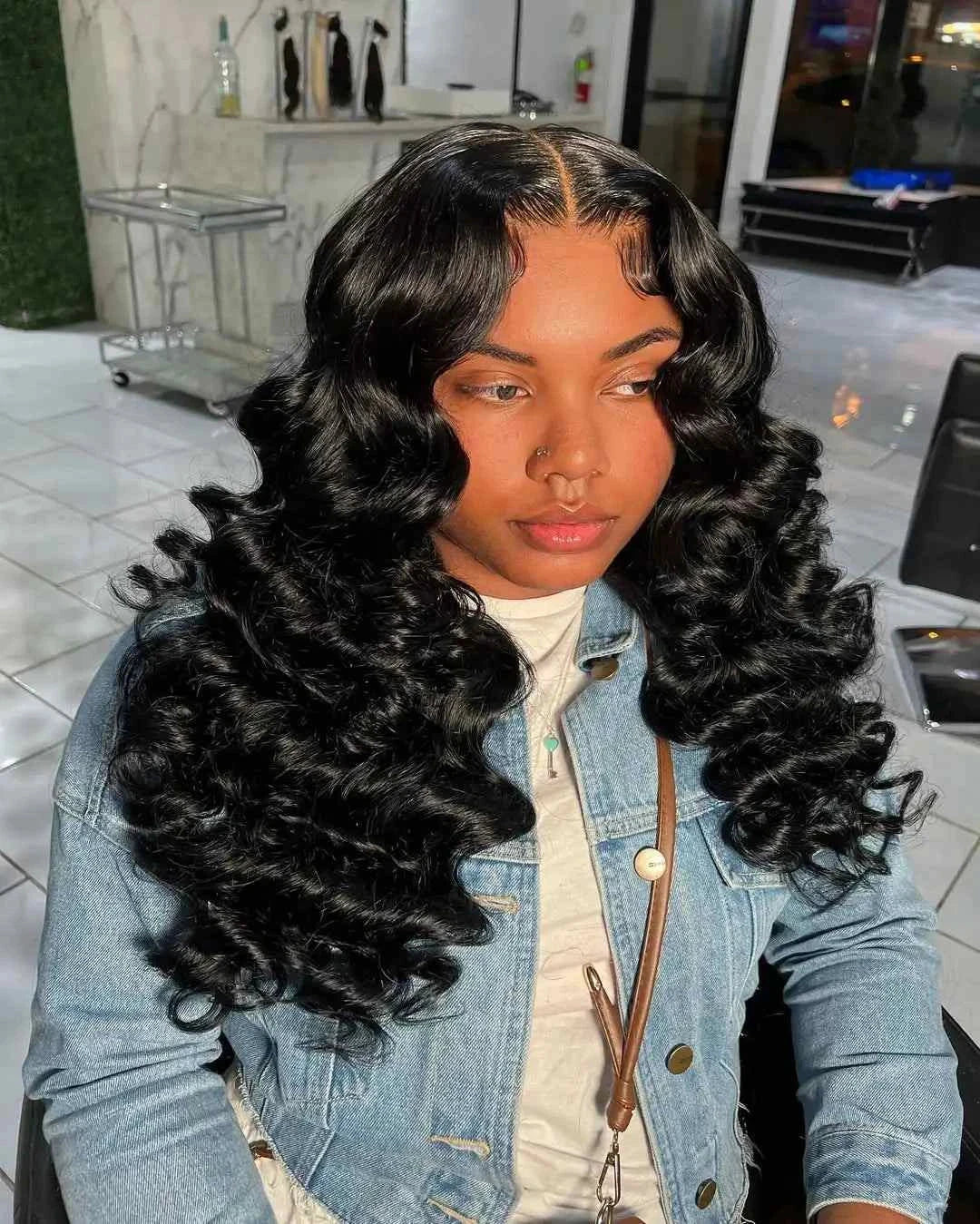 28 30 inch loose wave HD lace frontal wig, Brazilian deep wave curly human hair.