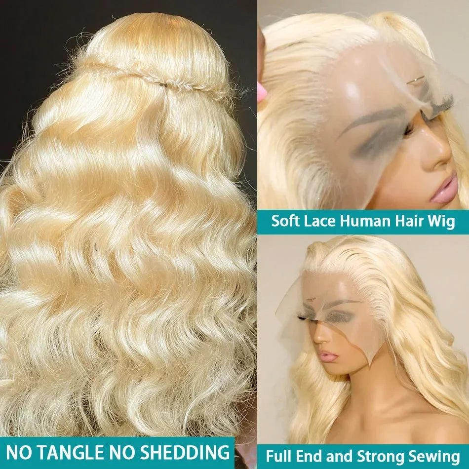 30 Inch 613 Blonde 13x6 Lace Front Wig Human Hair Body Wave Blonde Straight HD Lace Front Pre Plucked Wig