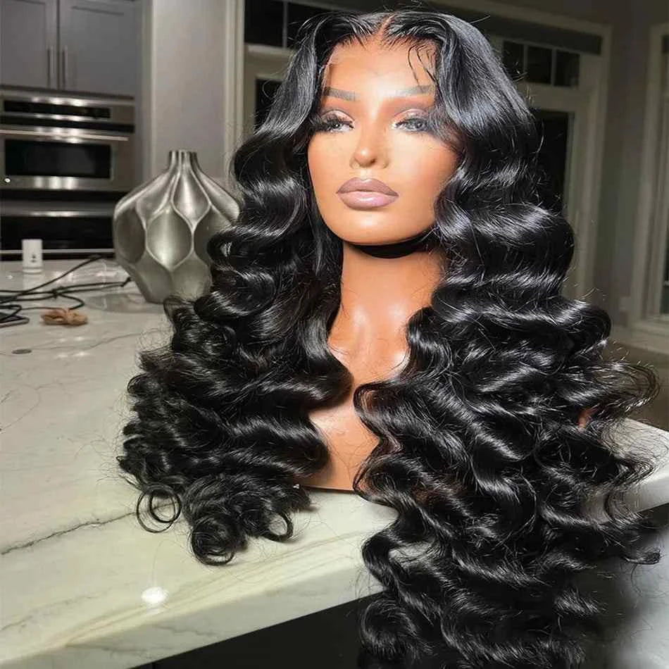 28 30 inch loose wave 13x6 HD lace frontal wig, Brazilian deep wave curly human hair.