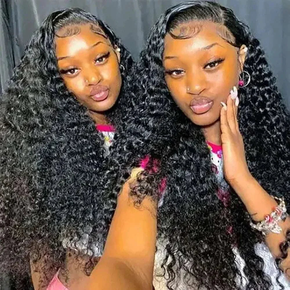 13x4 deep water curly lace front wigs with transparent water wave lace and 180 to 200 density.