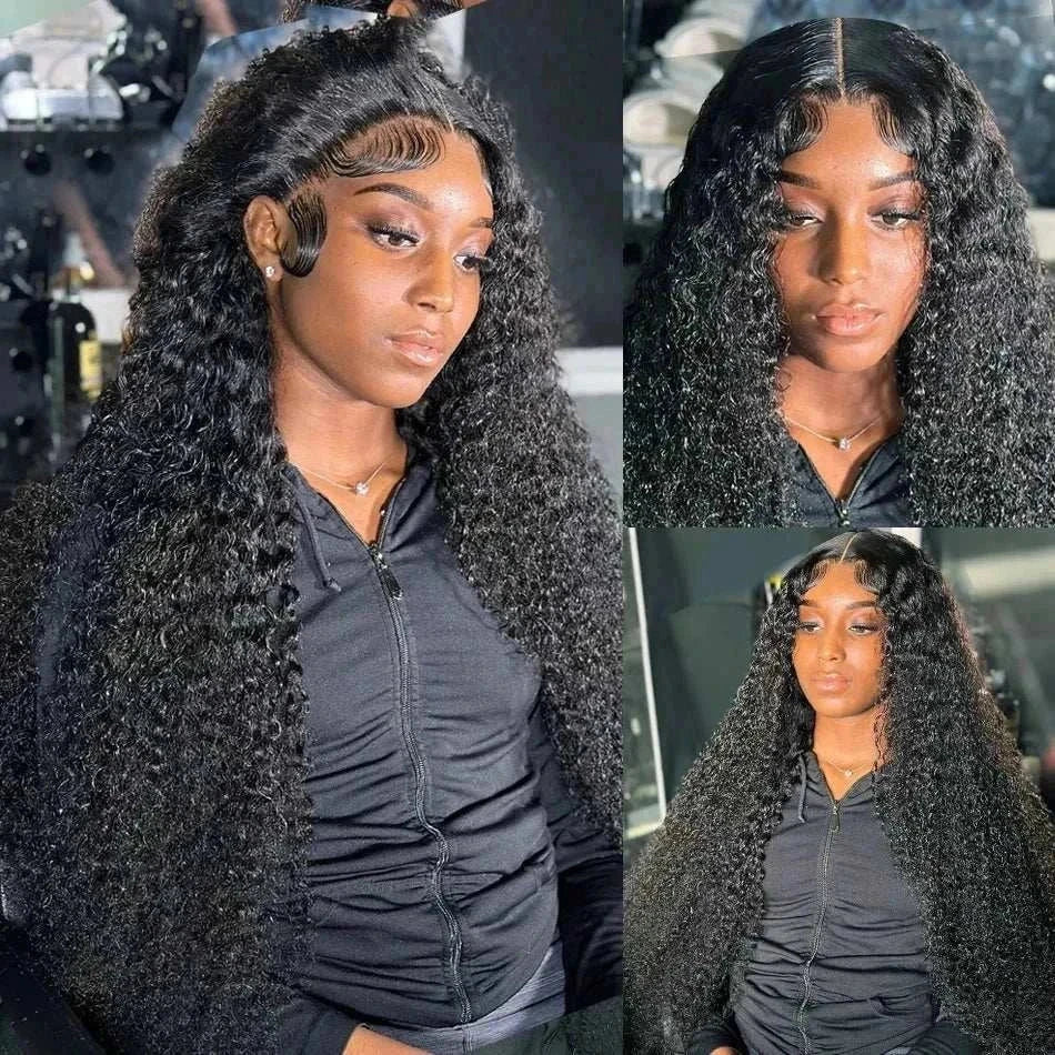 13x4 deep water curly lace front wigs with transparent water wave lace, 180-200 density, HD lace human hair.
