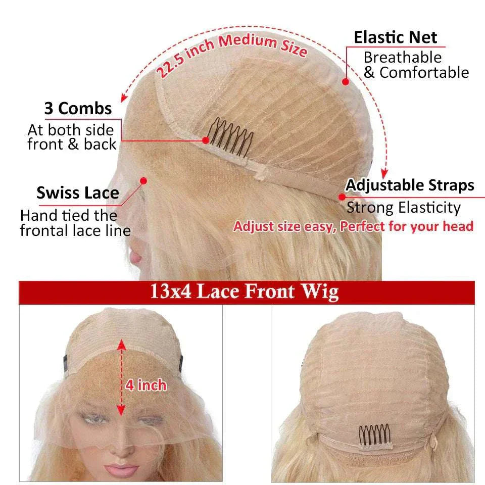 13x4 Platinum Ash Blonde Lace Front Bob Wig with HD Transparent Lace and Brazilian Virgin Human Hair.