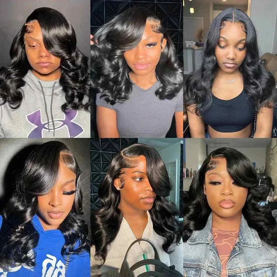 Short bob wig with transparent lace, Brazilian human hair, glue-less design.
