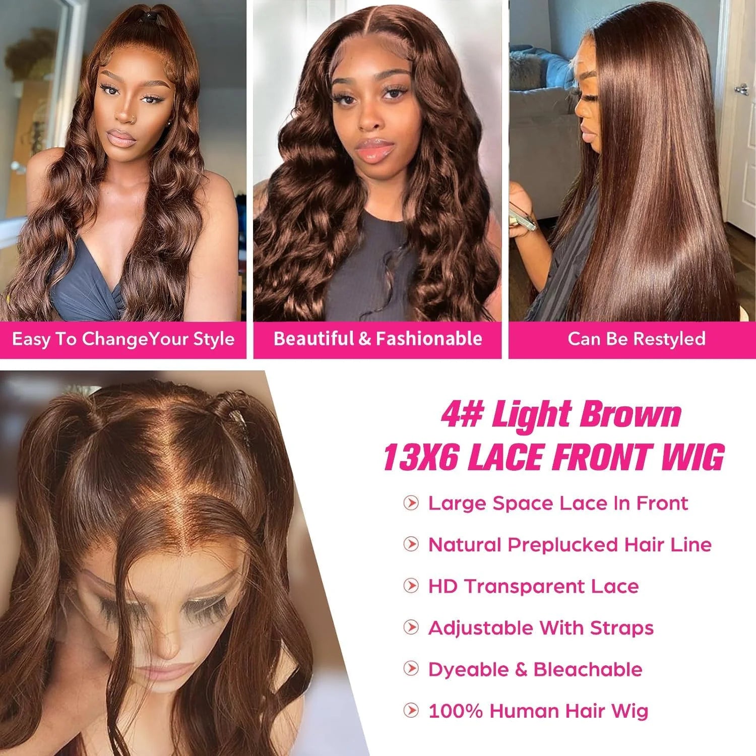 Chocolate Brown Lace Front Wig 13x6 Body Wave HD Lace Front Wigs Pre Plucked with Baby Hair Glueless Human Hair Wigs