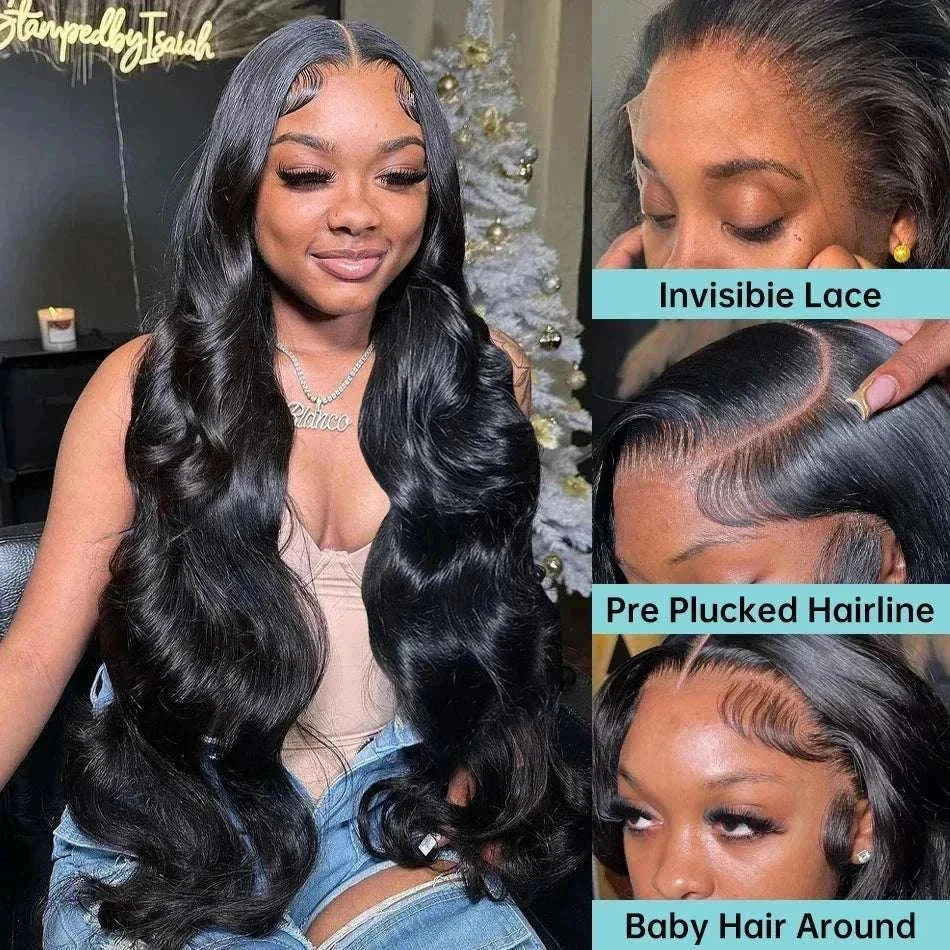 Body Wave 13x4 13x6 Transparent Lace Front Human Hair Wigs, Brazilian Remy, 40 Inch Length