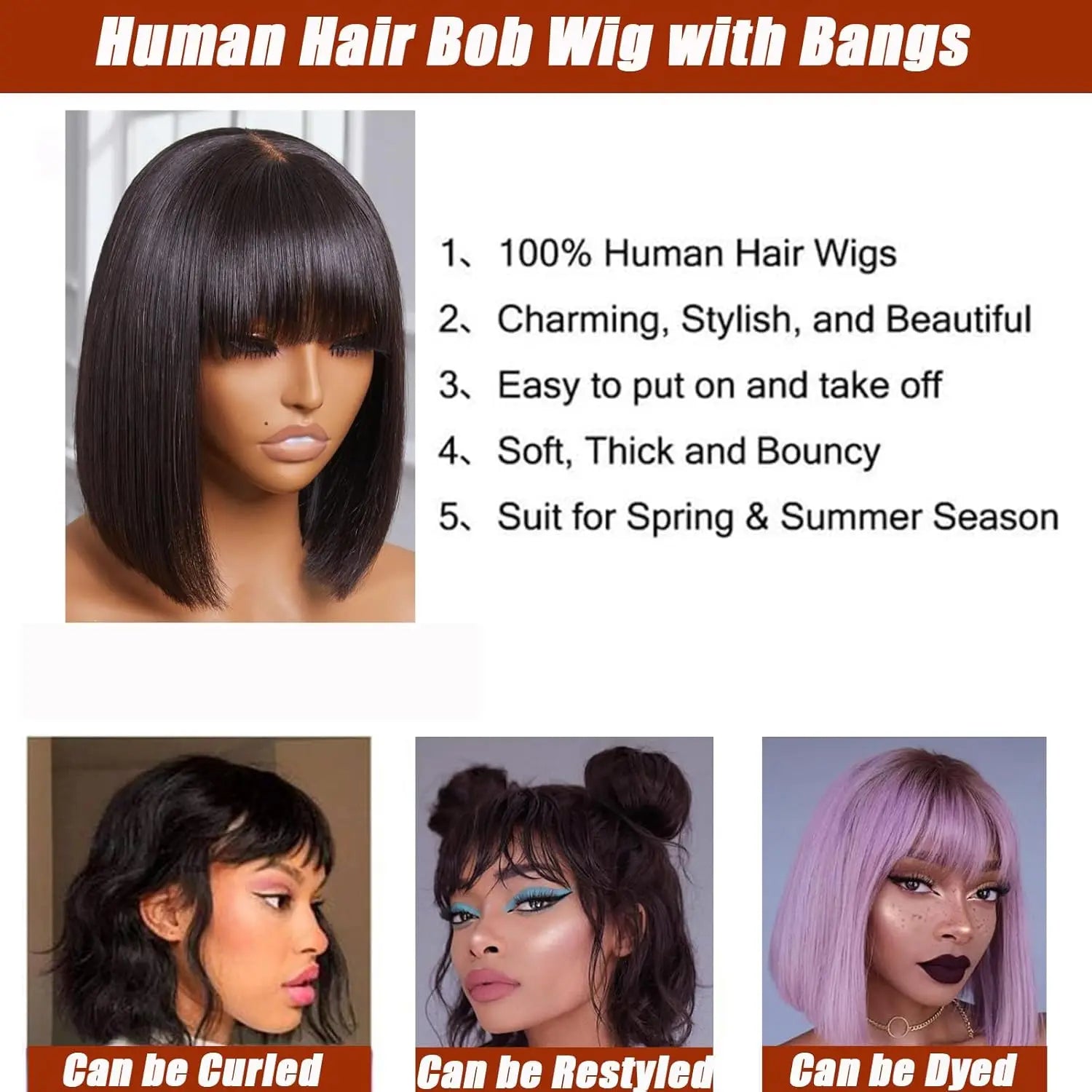 Straight Bob Wigs Human Hair 8 Inch Wear and Go 3X1 Human Hair Wig With Bangs Glueless Short BoB Wig