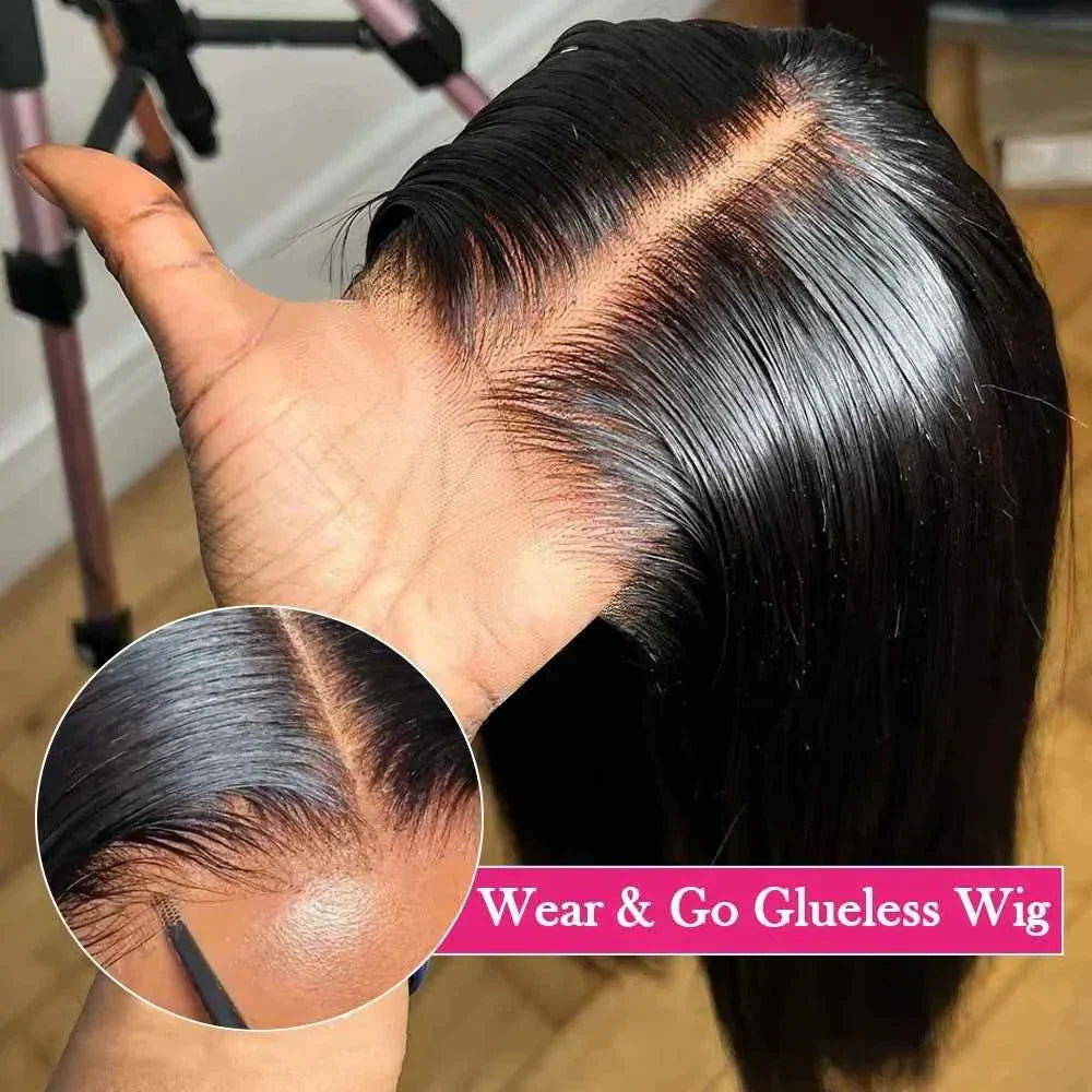 Glueless bob wig 100% human hair, 4x4 wear and go straight pre-cut lace, short bob style, ready to wear.