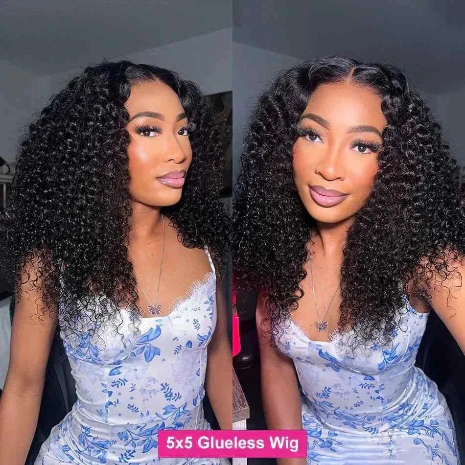 Short Bob Lace Frontal Human Hair Deep Wave Wig, Transparent Lace, Curly Closure Wig