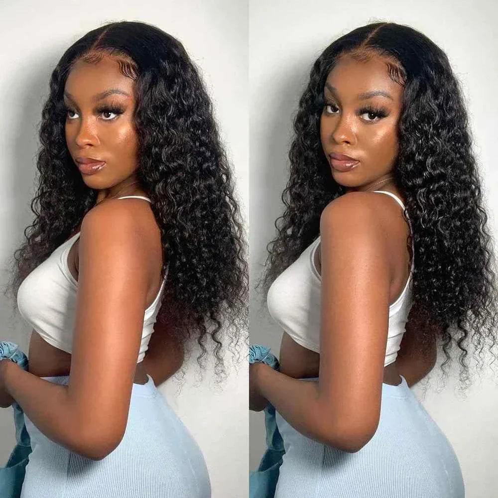 Curly wave frontal wig with 210 density HD lace.