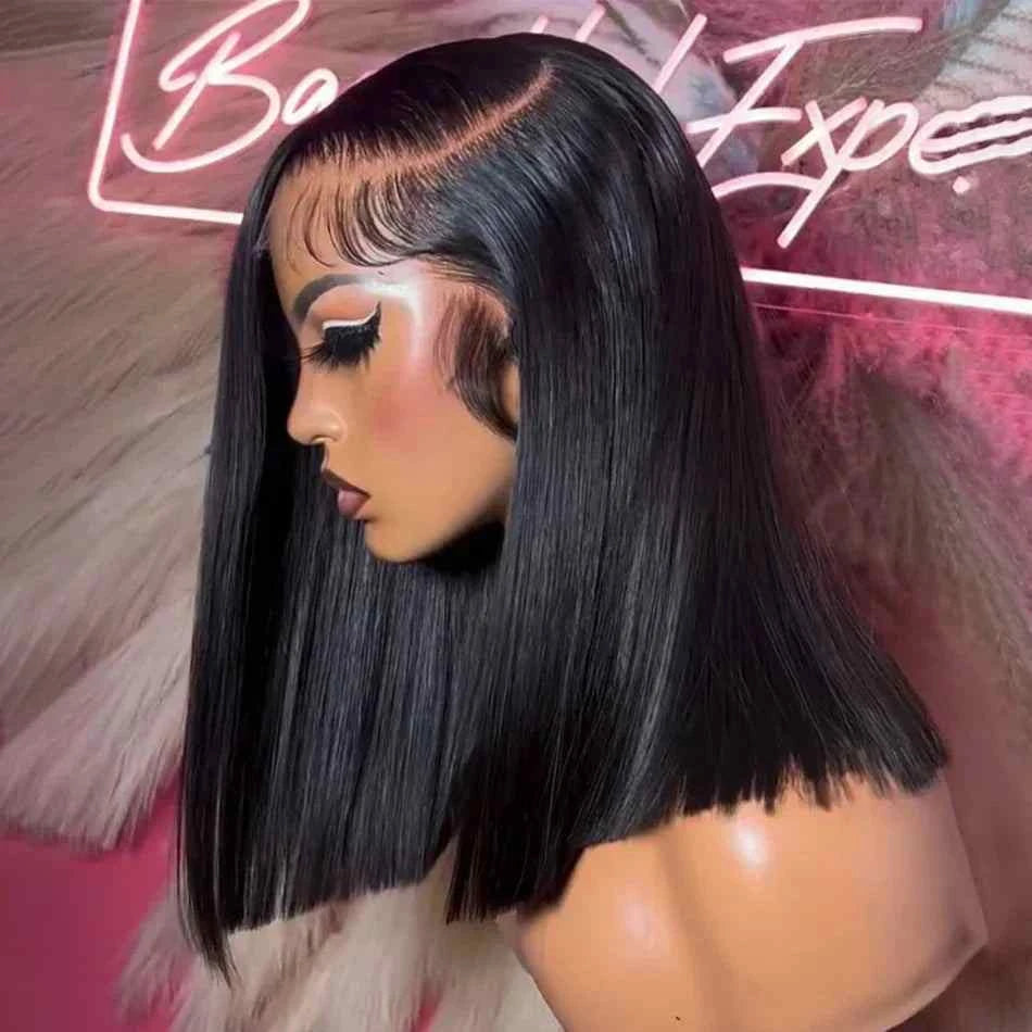Bone Short Bob Wig Human Hair Lace Frontal HD Straight Glueless