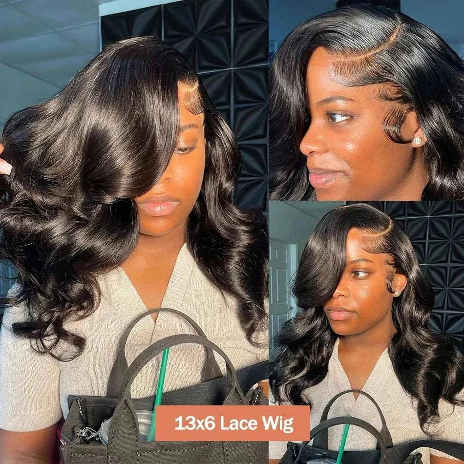 Preplucked 250 Density Body Wave Short Bob Human Hair Wig with 13x4 Lace Frontal Closure, Glueless, Ready To Wear.