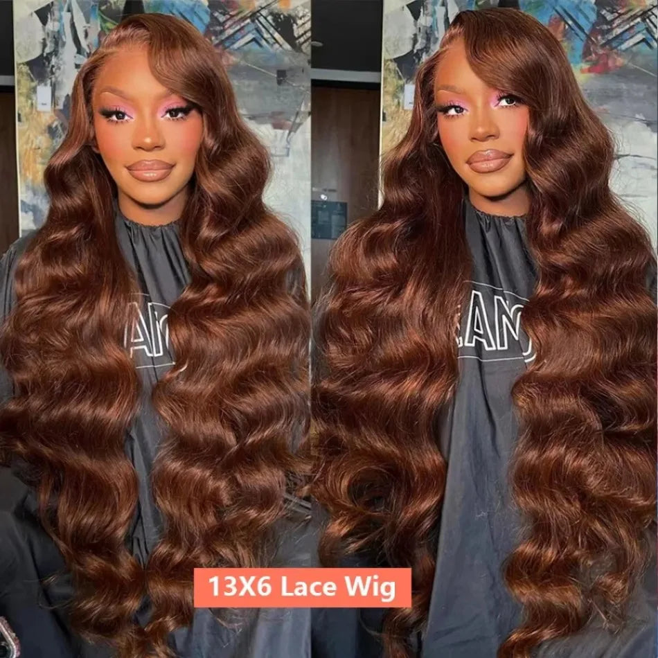 Chocolate Brown Lace Front Wig Body Wave Wig 13x6 Hd Lace Frontal Wig 250 Density Human Hair Wigs