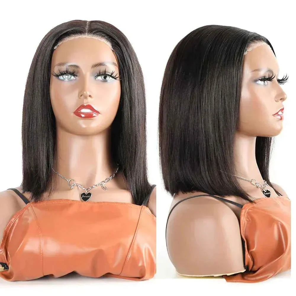 Glueless 4x4 HD Lace Short Bob Wig, Pre-Cut Lace, Straight Closure, 100% Human Hair.