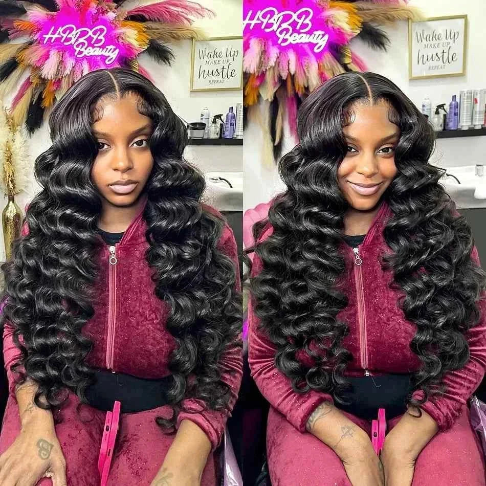 28 30 inch loose wave 13x6 HD lace frontal wig, deep wave curly, Brazilian human hair.
