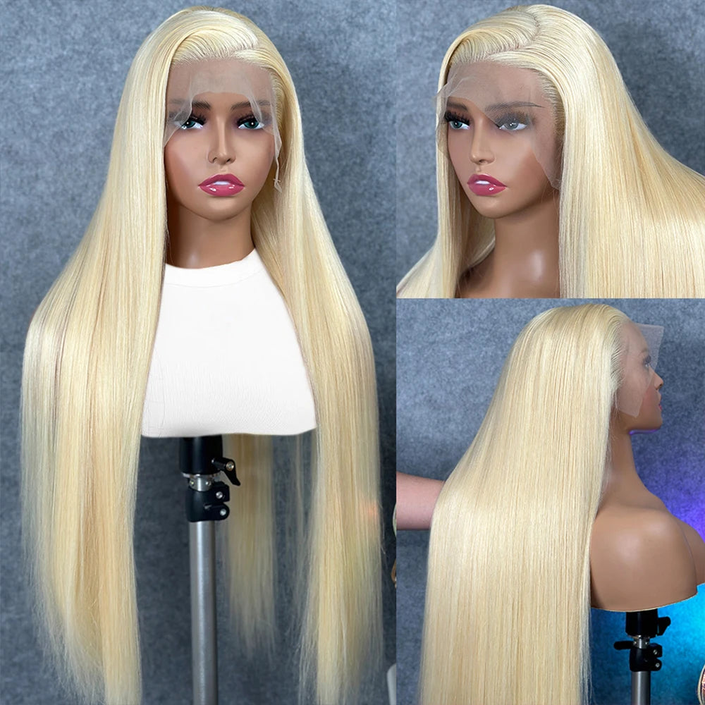 30 Inch 613 Blonde 13x6 Lace Front Wig Human Hair Body Wave Blonde Straight HD Lace Front Pre Plucked Wig