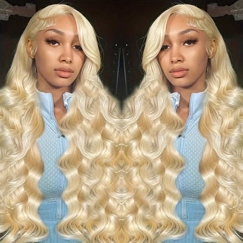 38 Inch 613 13x6 Lace Front Wig Human Hair Body Wave Blonde 613 HD Lace Front Pre Plucked Wig