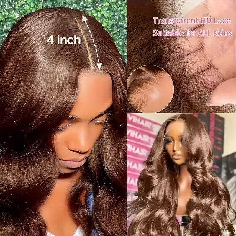Chocolate Brown Lace Front Wig 13x6 Body Wave HD Lace Front Wigs Pre Plucked with Baby Hair Glueless Human Hair Wigs