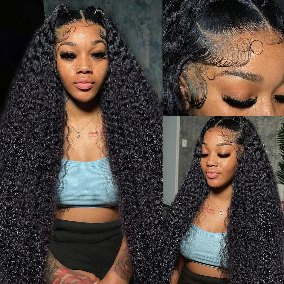 13x6 HD Lace Frontal Wig Brazilian Water Wave Curly Human Hair Wigs Pre Plucked 30 38 Inch Deep Wave