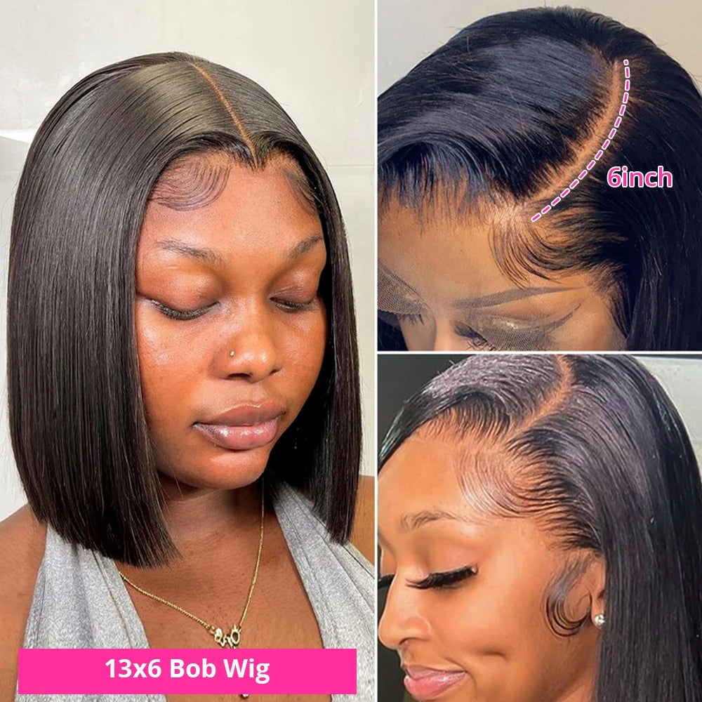 Hd Lace Wig 13x6 Human Hair Bone Straight Short Bob Wigs 13x4 Lace Frontal Wigs