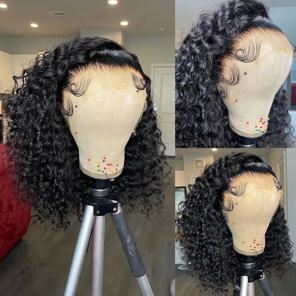 250% 5x5 Closure Glueless Wigs Ready To Wear Lace Front Human Hair Wigs 13x4 13x6 Deep Wave Lace Frontal Wig Short Curly Bob Wig