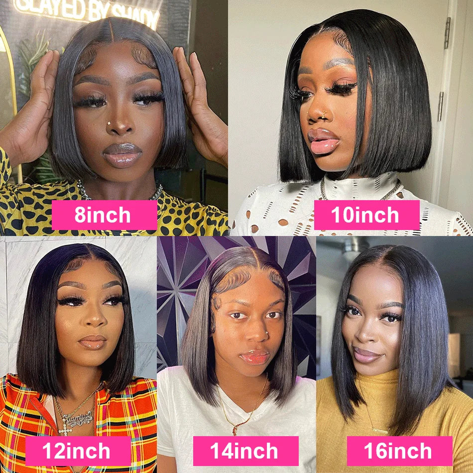 Hd Lace Wig 13x6 Human Hair Bone Straight Short Bob Wigs 13x4 Lace Frontal Wigs