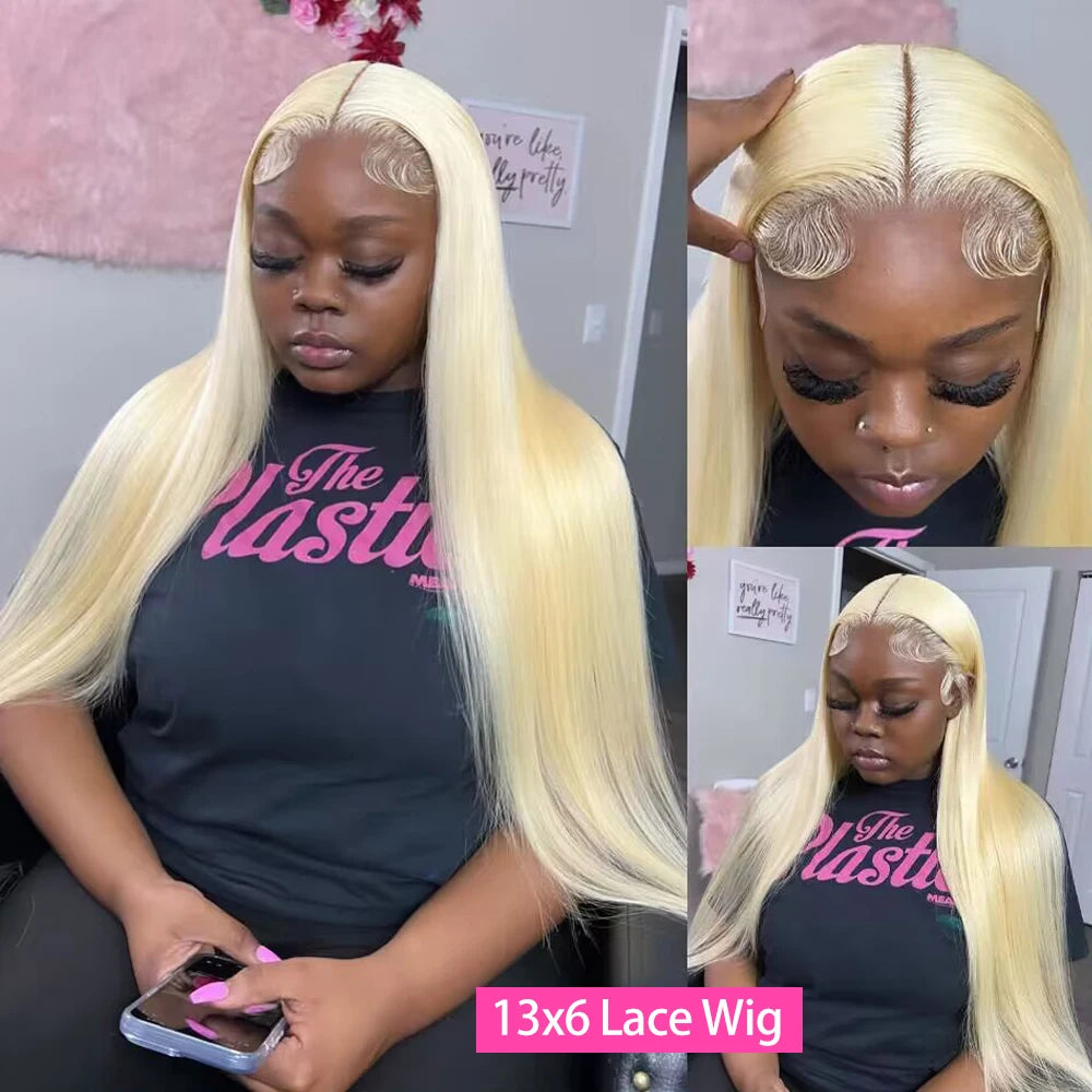30 Inch 613 Blonde 13x6 Lace Front Wig Human Hair Body Wave Blonde Straight HD Lace Front Pre Plucked Wig