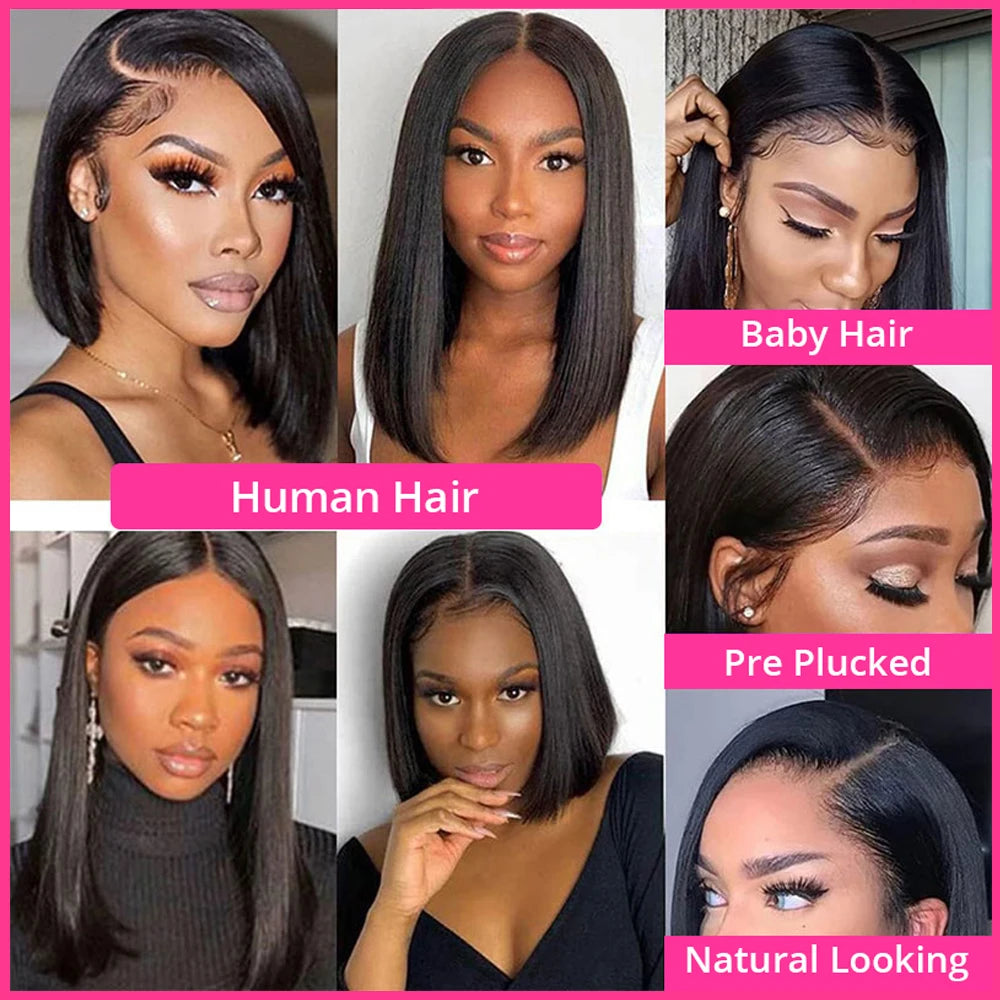 Hd Lace Wig 13x6 Human Hair Bone Straight Short Bob Wigs 13x4 Lace Frontal Wigs