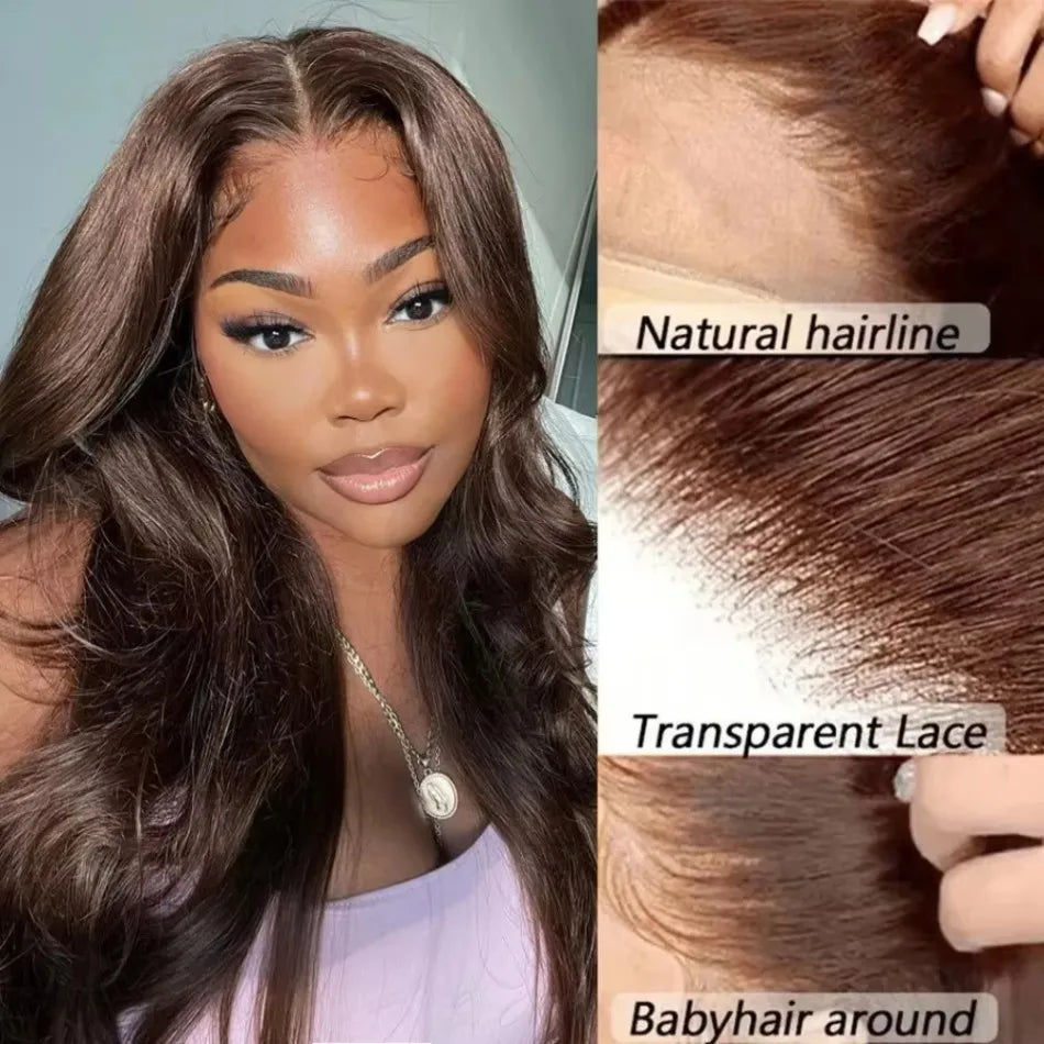 Chocolate Brown Lace Front Wig Body Wave Wig 13x6 Hd Lace Frontal Wig 250 Density Human Hair Wigs