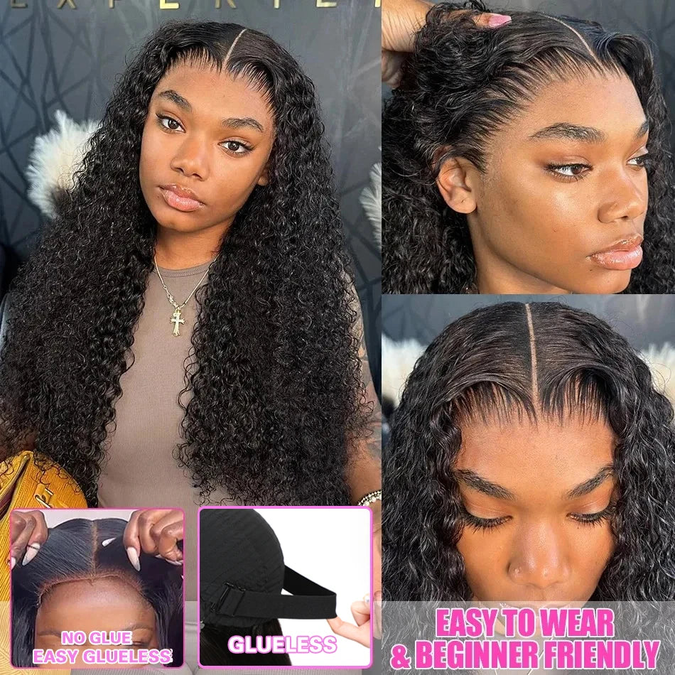 HD Lace Frontal Wig 13x4 13x6 Deep Curly Wave Human Hair Wig 210 Density Pre-bleached Wig 3 Day Delivery