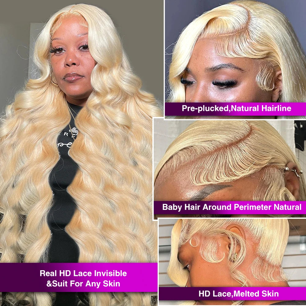 Chic Honey Blonde Body Wave Lace Wig - Authentic Human Hair