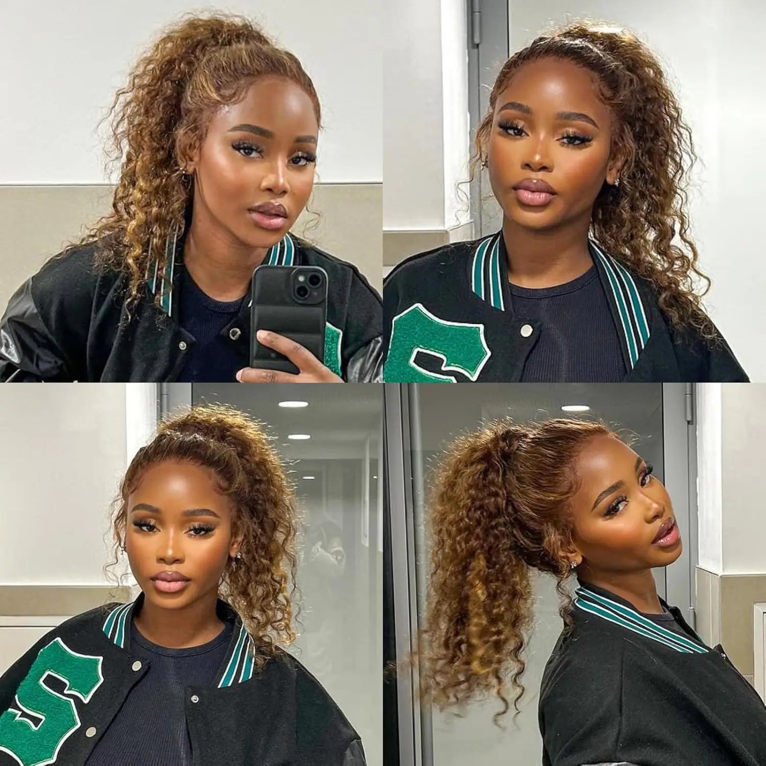 Curly 360 Lace Front Wigs Human Hair Pre Plucked Highlight Ombre Deep Wave HD Lace